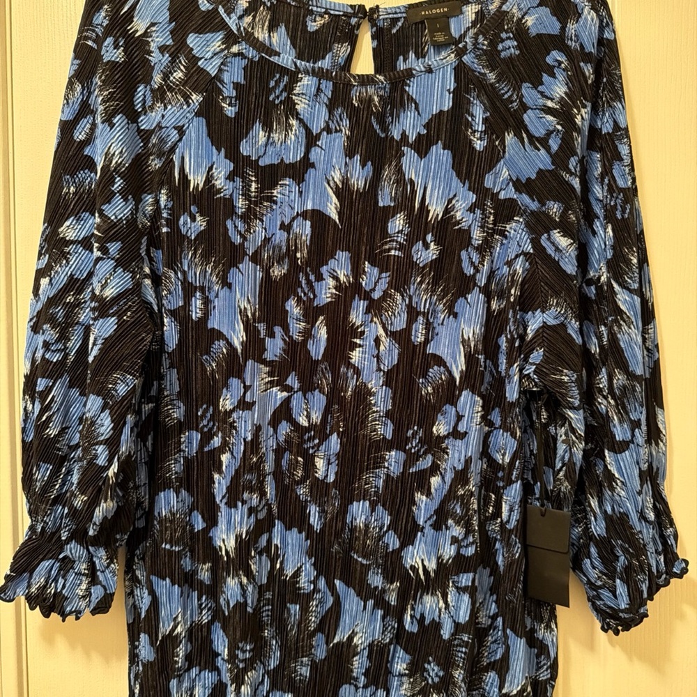 Halogen Black and Blue Patterned Blouse